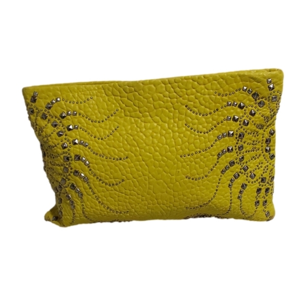 ROBERTO CAVALLI YELLOW & SILVERSTONE HAND CLUTCH - Picture 1 of 7